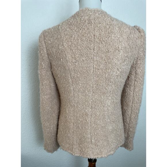 Rebecca Taylor Jacket Zip Front Mohair Boiled Wool Fuzzy Pink - Picture 8 of 13